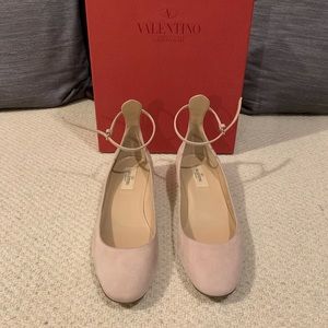 Valentino suede ankle strap flats